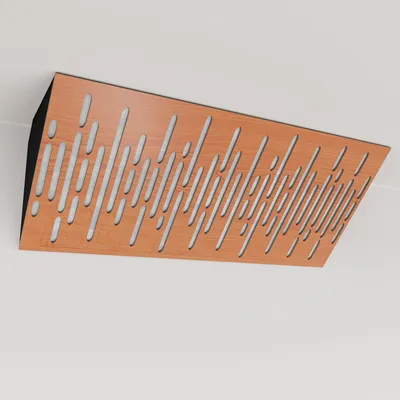 Produktbild von 2er-Pack – Schmale akustische Eck-Bassfalle mit Samtstoff | 23x50x10 cm |Reflexion - Schalldämmung | [WAVE (Horizont) - Kirschbaum |Weiß]
