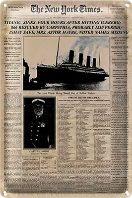Produktbild von Blechschild Zeitung 18x12cm New York Times Titanic sinks