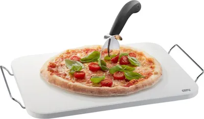 Zdjęcie produktu dla Kamień do pizzy GEFU ze stojakiem DARIOSO z nożem do pizzy i łopatką do pizzy w zestawie