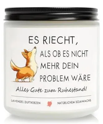 Produktbild von Duftkerze Lavendel Sojawachs Geschenk Ruhestand für Frauen Männer