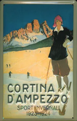Produktbild von Blechschild Nostalgieschild Cortina d' Ampezzo Italien Ski