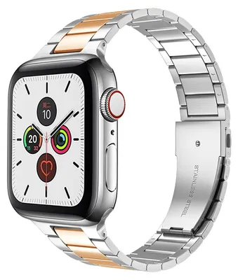 Produktbild von By Qubix Edelstahl-Gliederarmband - Silber mit Champagner-Gold - Geeignet für Apple Watch 38 mm / 40 mm / 41 mm / 42 mm