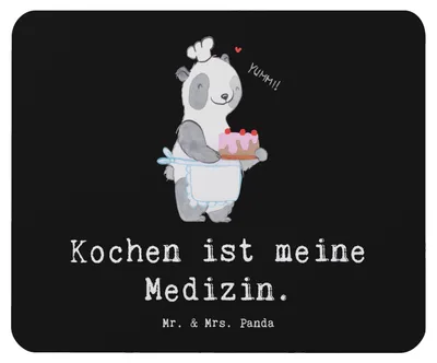 Produktbild von Mr. & Mrs. Panda Mouse Pad Bär Kochen - Schwarz - Geschenk, Sport, pc mousepad, mauspad laptop, computer, Hobbyköchin, Hobbykoch
