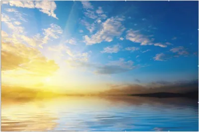 Produktbild von Wallario Wandbild Sonnenuntergang über dem Meer I, Größe: 61 x 91,5 cm, Poster mit rahmenlosen Bildhalter