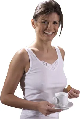 Produktbild von HERMKO 1440 Damen Unterhemd mit Spitze aus 100% Baumwolle, Farbe:weiß, Größe:42(M)