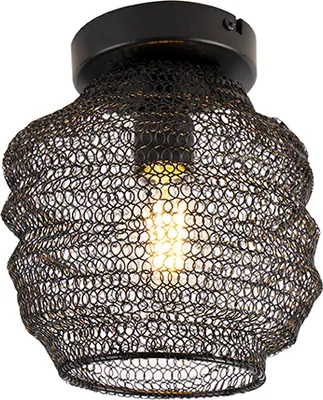 Produktbild von QAZQA - Orientalisch Orientalische Deckenlampe schwarz - Nidum Bene I Wohnzimmer I Schlafzimmer - Stahl Rund - LED geeignet E27