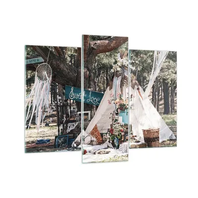 Produktbild von Bilder auf glas - 3 Teile - Jungvermählten Liebe Landschaft - 130x100cm - Glasbilder - Wandbilder - Bilder - Wanddekoration aus Glas - Glas Bilder - Wandbild auf Glas - GCB130x100-4642