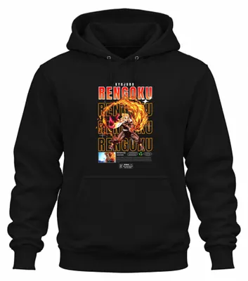Immagine prodotto di Rengoku Kyojuro Kimetsu no Yaiba Flame Hashira Anime Gift Unisex Felpa con cappuccio, Nero, S