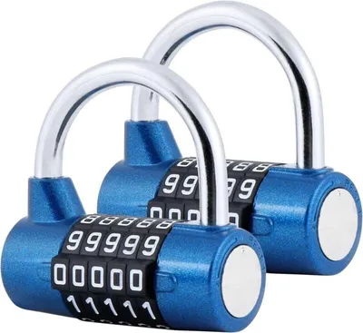 Produktbild von 5-stelliges Zahlenschloss, 2er-Packung Vorhängeschlösser für Fitnessstudios, zurücksetzbare Zahlenschlösser für Spinde, Werkzeugkästen, Zäune, Fahrräder