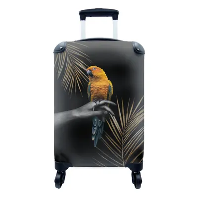 Produktbild von MuchoWow® Koffer Handgepäck Trolley Rollkoffer Kleine Reisekoffer mit 4 Rollen - Grün - Papagei - Pflanzen - Cabin Size < 55x40x23 cm & 55x40x20 cm - Fotokoffer - Kabinenkoffer - Boardgepäck - Reise-Box - Reisekoffer - Reisegepäck - Koffer mit Bild - Trolley für Kinder