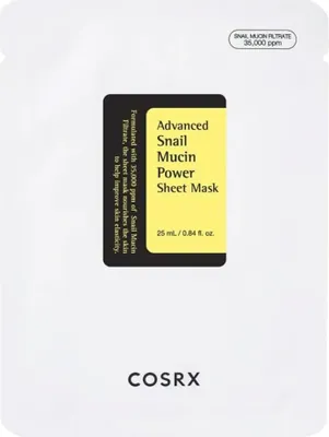 Produktbild von Cosrx Advanced Snail Mucin Power Essence Sheet Mask – Intensiv feuchtigkeitsspendende Tuchmaske mit 35.000 ppm, Schneckenschleim für eine glatte Haut