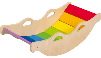 Produktbild von Playtive Holz Balancewippe, Kinder in Regenbogenfarben mit 4 Griffen ab 2 Jahren