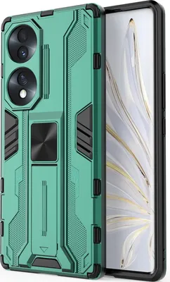 Produktbild von Honor 70 Hülle, Dual Layer PC TPU Bumper Stoßfest Ständer Schutzhülle für Honor 70 Grün