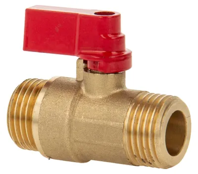 Produktbild von tecuro MINI Kugelhahn beidseitig Außengewinde G 1/2 Zoll (DN10) - Messing-blank