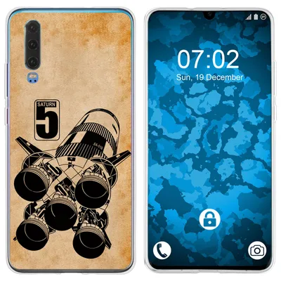 Produktbild von PhoneNatic Case kompatibel mit Huawei P30 Silikon-Hülle Space Moon Rocket M3