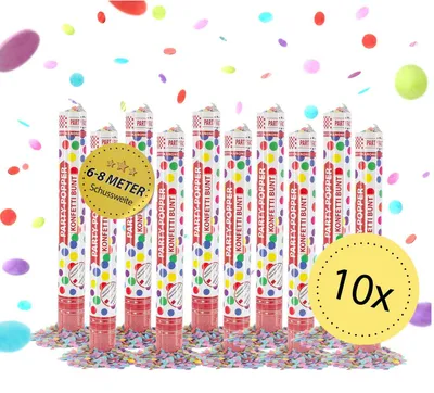 Produktbild von Party Popper 40cm Farbregen 10er Set Buntes Konfetti Party Deko