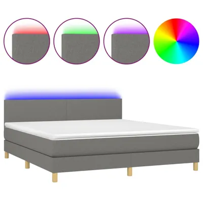 Produktbild von vidaXL Boxspringbett mit Matratze & LED Dunkelgrau 160x200 cm Stoff