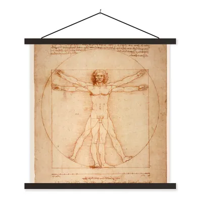 Obrázek produktu pro MuchoWow® Textilní plakát - Vitruviánský muž - Leonardo da Vinci - 120x120cm - S černými lamelami
