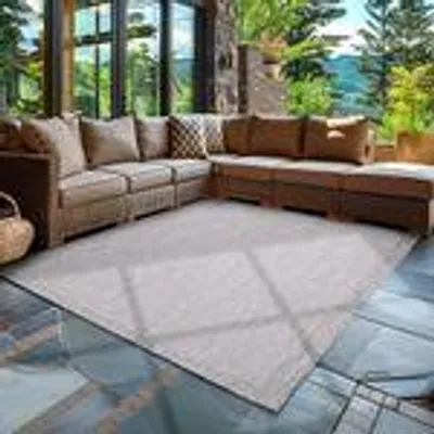 Produktbild von Outdoor Teppich Wetterfest, Pflegeleicht Stilvolles Modern Design, ideal für Terrasse, Balkon, Garten, Küche, Größe: 200 x 290 cm, Farbe: Grau