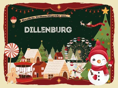 Produktbild von vianmo Holzschild 30x40 cm Weihnachtsgrüße aus Dillenburg Weihnachten