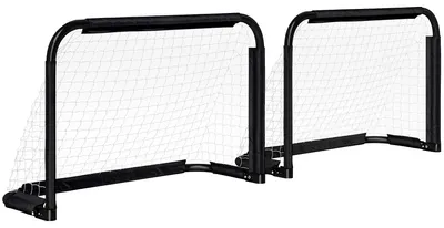 Obrázok produktu pre Futbalová bránka – Skladacia sada pozostávajúca z 2 bránok – Kovový rám – Polyester – 90 x 36 x 60 cm – Čierna