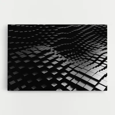Produktbild von ARTHUB® Leinwandbild 80x120 cm, Black Square Wave | Wohnzimmerdekoration, Hängende Bilder, Wanddekoration, Heimdekoration, Abstrakte, Geometrische