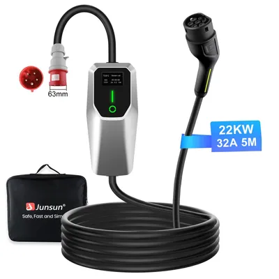 Produktbild von Junsun EV Ladegerät 22kw 5m Cable Type 2 3-phasig 6-32A