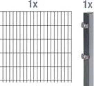 A diagram showing a fence panel and a fence post with mounting hardware.