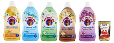 Produktbild von CHANTECLAIR i Concentrati Ammorbidente Testpaket, Weichspüler Test set 5x 1000ml lang anhaltender Duft 57 Wäschen Waschmittel + Itlaian Gourmet polpa 400g