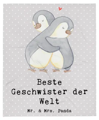 Produktbild von Mr. & Mrs. Panda Plaid Pinguin Beste Geschwister der Welt - Grau Pastell - Geschenk, Tagesdecke, Winterdecke, Geburtstagsgeschenk, Geburtstag, Kuscheldecke, Decke, Bruder