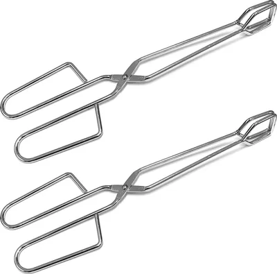Produktbild von 2er Set XXL Edelstahl Servierzange 28,5 cm Bratwurstzange Lang Grillzange BBQ Grill Zange Bratzange Kochzange Grillgutwender