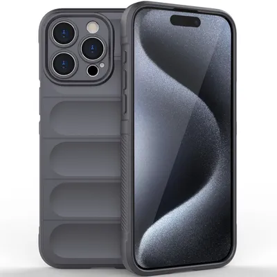 Immagine prodotto di Custodia per iPhone 15 Pro Custodia protettiva in silicone TPU morbido antiurto Grigio scuro
