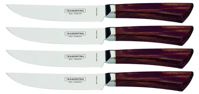 Image de Ensemble de 4 couteaux à steak avec manches ergonomiques en bois