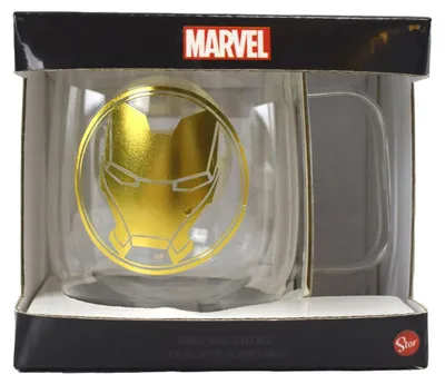 Obrázok produktu pre Sklenený hrnček s dvojitou stenou cca 290 ml Hrnček na kávu Iron Man