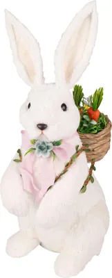 Produktbild von 4x Hase mit Korb aus Fasern in Wolloptik Osterhase Osterdeko 43 cm