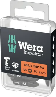Produktbild von Wera Bit Impaktor PZD2 Länge 25mm 6-kant 1/4 Zoll diamantbeschichtet 855 / 1 IMPDC DIN3126-D6,3 - 5057621001