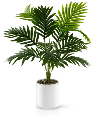 Image de Palmier Areca artificiel (60 cm) dans un pot en céramique blanc : Grandes plantes artificielles | Plantes artificielles réalistes | Plante artificielle | Plantes artificielles en pot