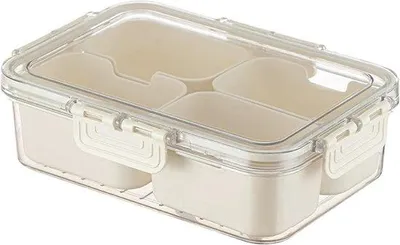 Image de Boîte hermétique pour aliments - Boîte à collation - Range-boîtes à 8 compartiments - Plateau à collation avec séparateurs - Blanc - Plastique