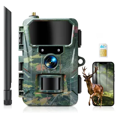 Produktbild von WOLFANG 4G Wildkamera mit Handyübertragung App, 48MP 2K Jagdkamera mit 850nm kein Glühen Nachtsicht mit 2.0'TFT Display, IP66 Wasserdicht für die Jagd Wildlife Scouting Garten Haus Sicherheit