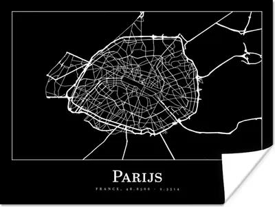 Produktbild von MuchoWow® Poster Paris - Karte - Stadtplan 80x60 cm - Kunst für zu Hause