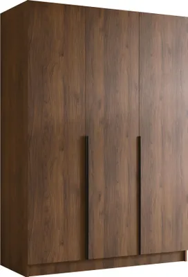 Produktbild von MIRJAN24 Kleiderschrank Calia I, Schlafzimmer, Drehtürenschrank, mit Kleiderstange, Modern, Garderobenschrank, Metallgriffe (Farbe: Nuss Warmia + Schwarz)