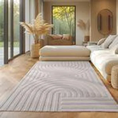 Obrázek produktu pro Skandinavischer Teppich Boho Design Einfarbig Beige und Creme Waschbarer Teppich, Größe: 140 x 200 cm, Farbe: Creme-1