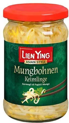 Produktbild von Lien Ying Mungbohnen Keimlinge 175g im Glas vegan, proteinreich