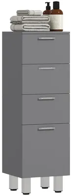 Produktbild von kleankin Badezimmerschrank schmal, Toilettenschrank mit 4 Schubladen Grau
