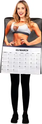 Kalender Kostüm mit März-Motiv für DAmen mit versteckten Armen von Vorne