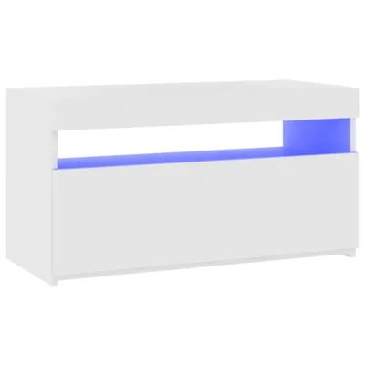Zdjęcie produktu dla Szafka TV z oświetleniem LED, biała, wysoki połysk, 75x35x40 cm