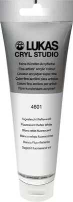 Zdjęcie produktu dla Lukas Cryl Studio Plastic Tube Farba akrylowa Flourescent Reflex White 125 ml 1 szt.