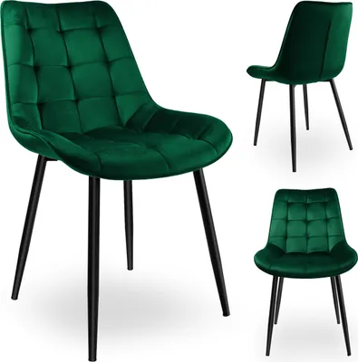 Zdjęcie produktu dla Krzesło Welurowe Norman Velvet Ciemnozielone