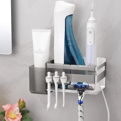Zdjęcie produktu dla Elektryczny uchwyt na szczoteczki do zębów z 3 haczykami, ze stali nierdzewnej, uchwyt łazienkowy, bez wiercenia, srebrny