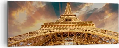 Produktbild von Bild auf Leinwand - Leinwandbild - Eiffle Architektur Paris - 140x50cm - Wand Bild - Wanddeko - Leinwanddruck - Bilder - Kunstdruck - Wanddekoration - Leinwand bilder - Wandkunst - AB140x50-2437